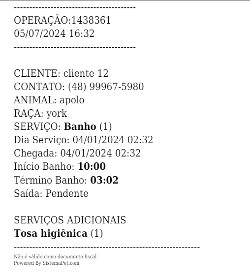 Exemplo de Comanda